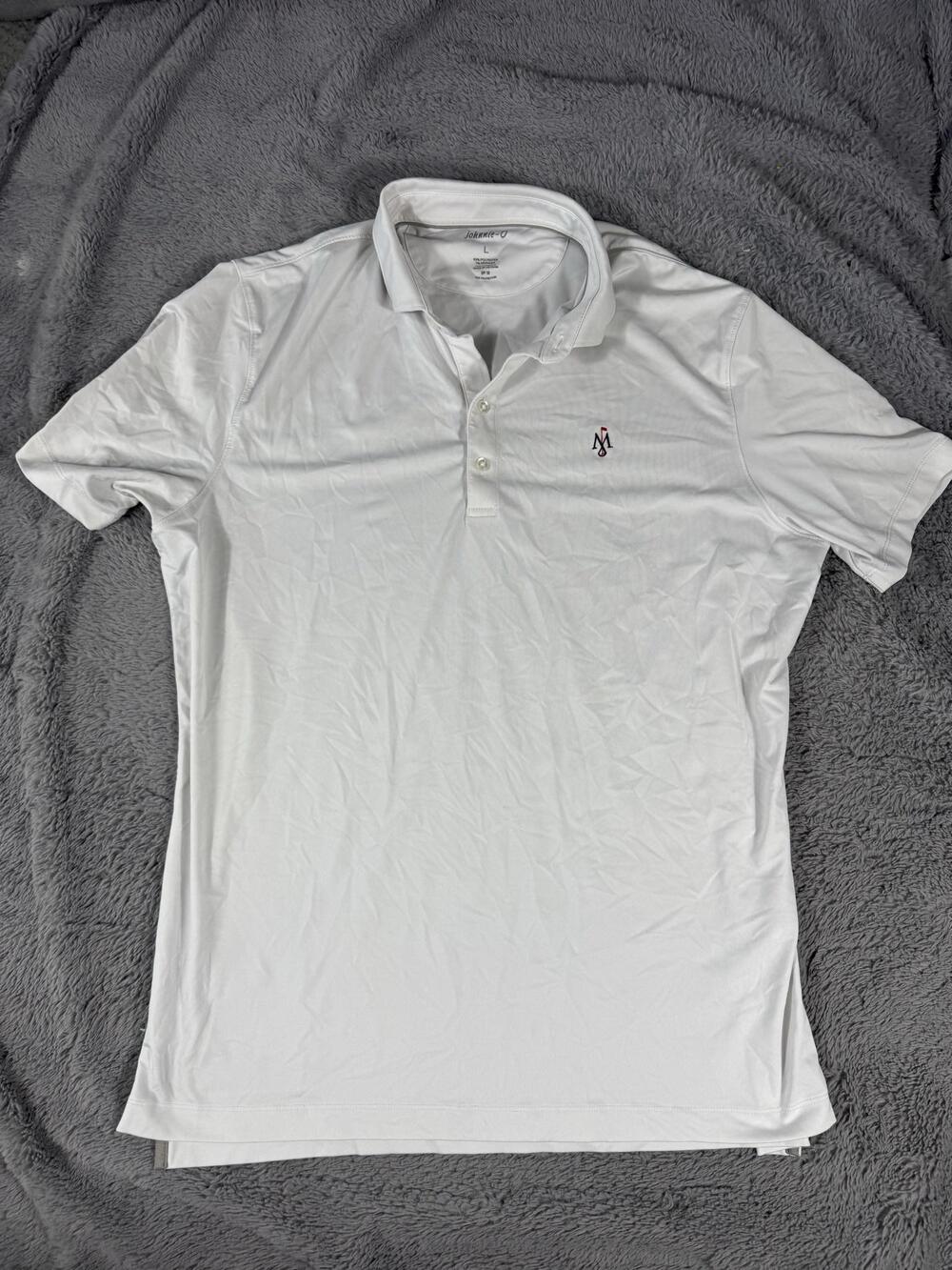 Johnnie-O Golf Polo Shirt Mens Large White UPF 50 Stretch Short Sleeve Top